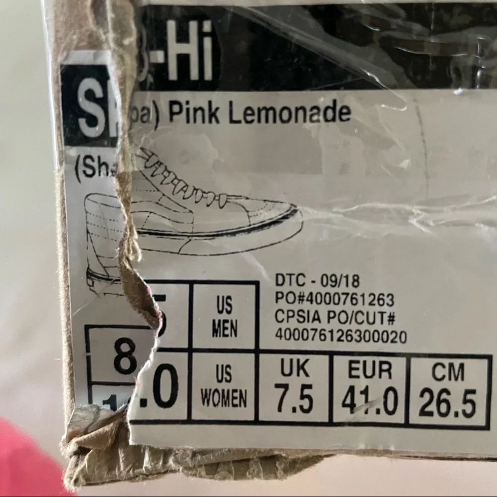 Vans SK8-Hi (Pink Suede And Sherpa) Pink Lemonade Women 10 - Picture 9 of 9